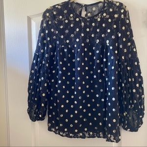 DDP Black Lace Top with Cream Polka Dots